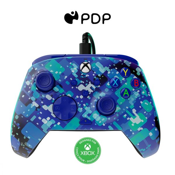 PDP Gaming REMATCH Advanced Wired Controller for Xbox Series X|S/Xbox One/PC, Customizable, App Supported - Glitch Blue