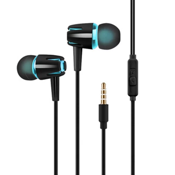 Wired Universal Noise Cancelling Stereo In-ear Earphone Phone Headset with Mic_Black Blue